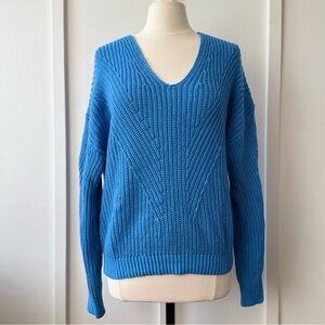 Sonoma Blue Textured Knit V-Neck Sweater | Size Medium